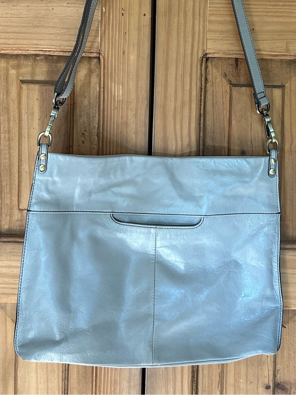 HOBO Grey Polished Leather Crossbody
